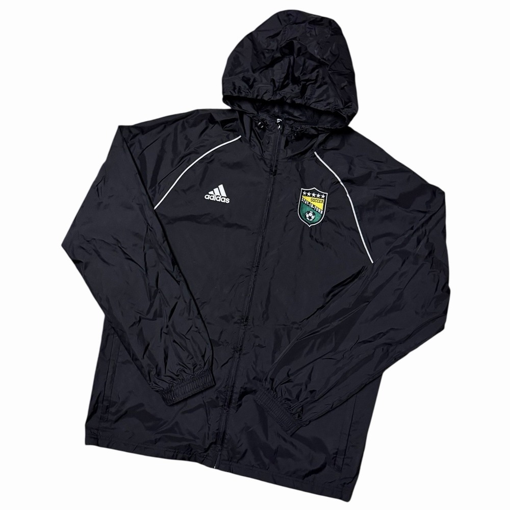 Adidas Core 18 Rain Jacket Windbreaker Soccer Patch Black White Men's Large READ - Picture 2 of 12